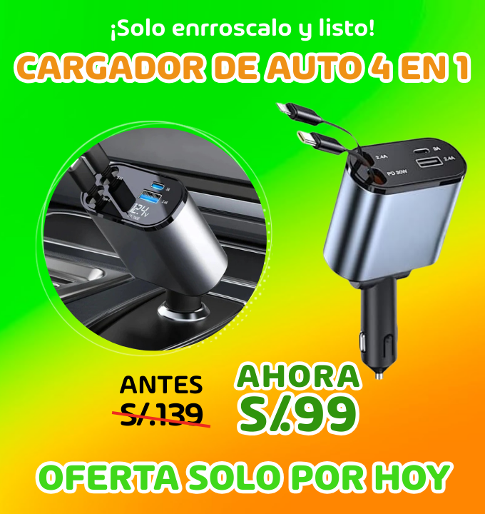 CARGADOR DE AUTO 4 EN 1